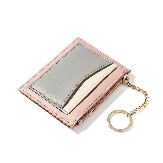 Stitching Ladies Wallet Multi-Card Position Zipper Card Small Wallet Ladies Coin Purse