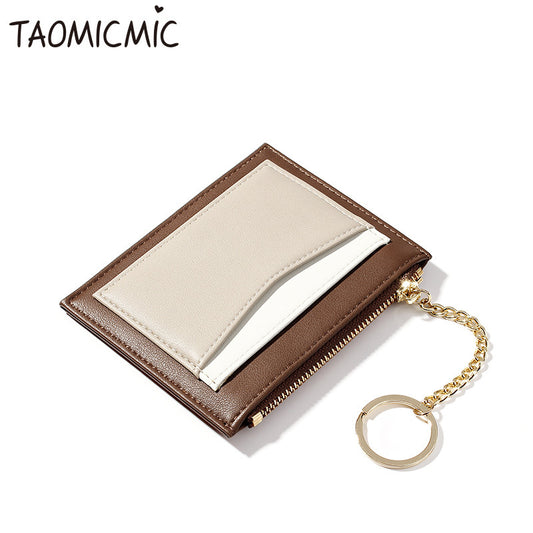 Stitching Ladies Wallet Multi-Card Position Zipper Card Small Wallet Ladies Coin Purse