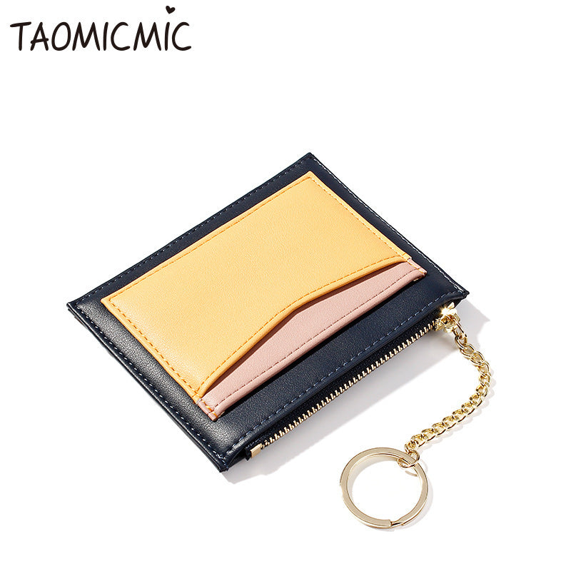 Stitching Ladies Wallet Multi-Card Position Zipper Card Small Wallet Ladies Coin Purse