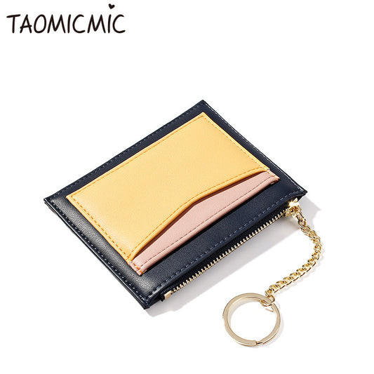 Stitching Ladies Wallet Multi-Card Position Zipper Card Small Wallet Ladies Coin Purse