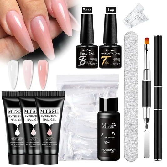 20Ml Extension Nail Gel Set Full Manicure Kit Nude Pnk White Quick Extension Nails Building Fingertips Tools Set