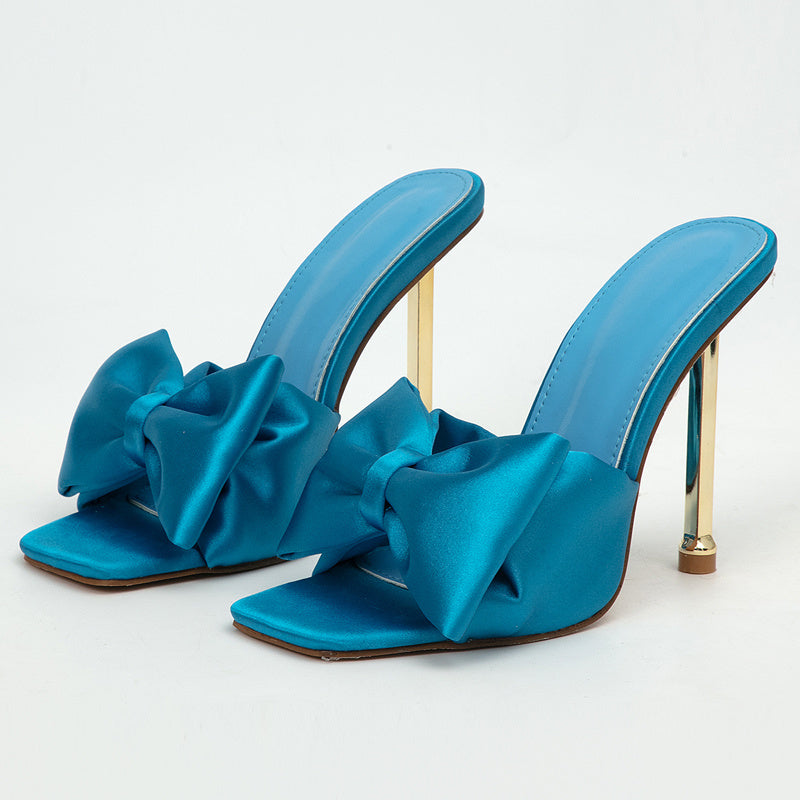 Women's Butterfly High Heel Square Toe Sandals