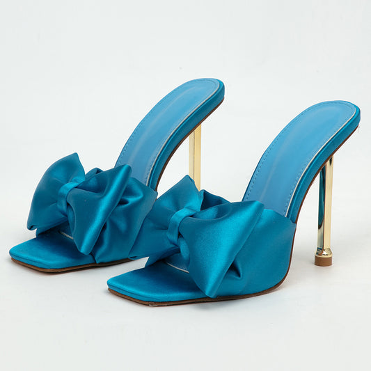 Women's Butterfly High Heel Square Toe Sandals