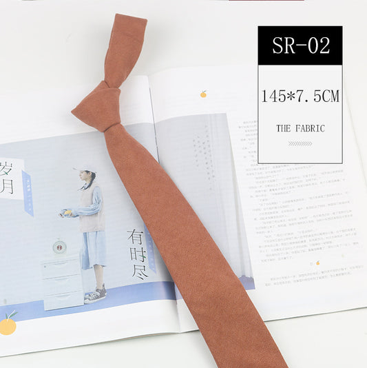 Casual Suede Pure Color Artistic Shirt Macaron Color 7cm Hand Tie