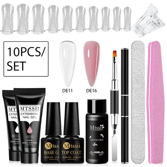 20Ml Extension Nail Gel Set Full Manicure Kit Nude Pnk White Quick Extension Nails Building Fingertips Tools Set