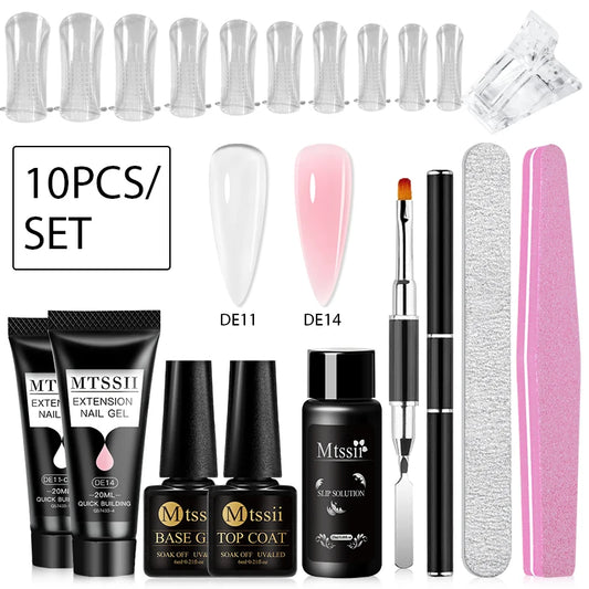 20Ml Extension Nail Gel Set Full Manicure Kit Nude Pnk White Quick Extension Nails Building Fingertips Tools Set