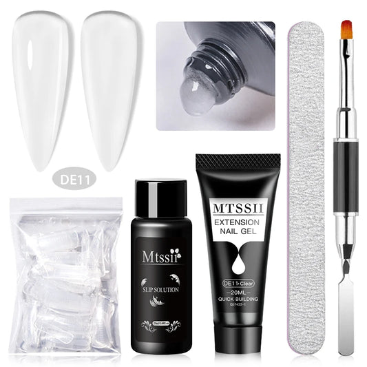 20Ml Extension Nail Gel Set Full Manicure Kit Nude Pnk White Quick Extension Nails Building Fingertips Tools Set