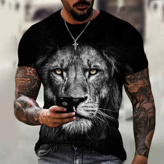 High Quailty Big Size Animal Lion Men T-Shirt 3D Print Polyester Breathable Lightweight Summer Essential Shirt Accept Custom