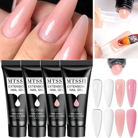 20Ml Extension Nail Gel Set Full Manicure Kit Nude Pnk White Quick Extension Nails Building Fingertips Tools Set