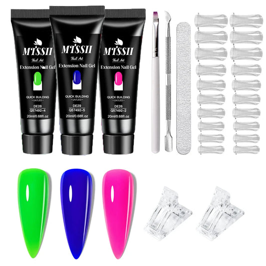 20Ml Extension Nail Gel Set Full Manicure Kit Nude Pnk White Quick Extension Nails Building Fingertips Tools Set