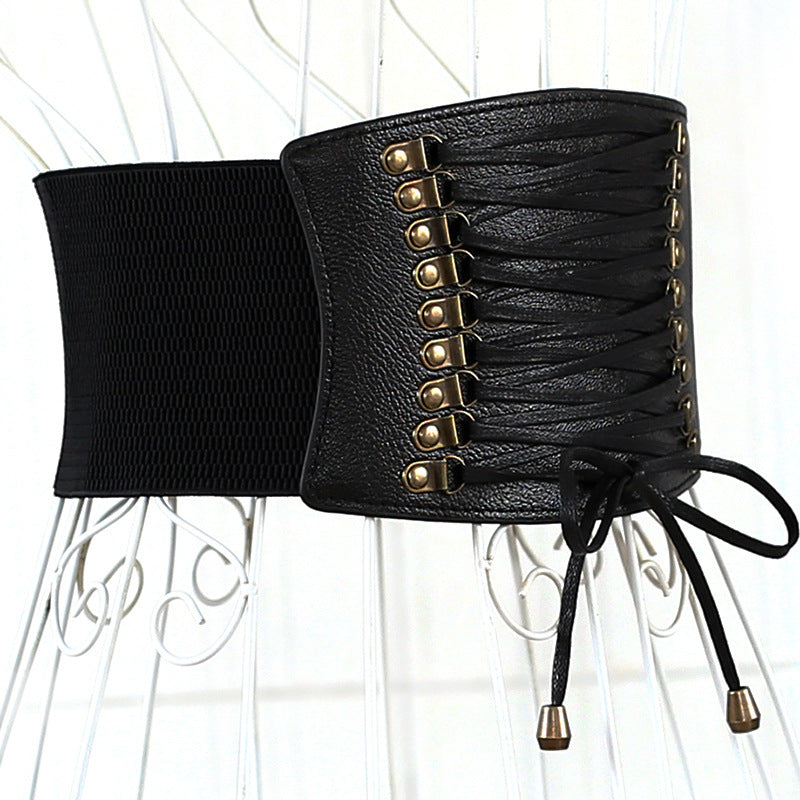 super wide waist women fashion elastic elastic fringed wide belt decorative skirt accessories