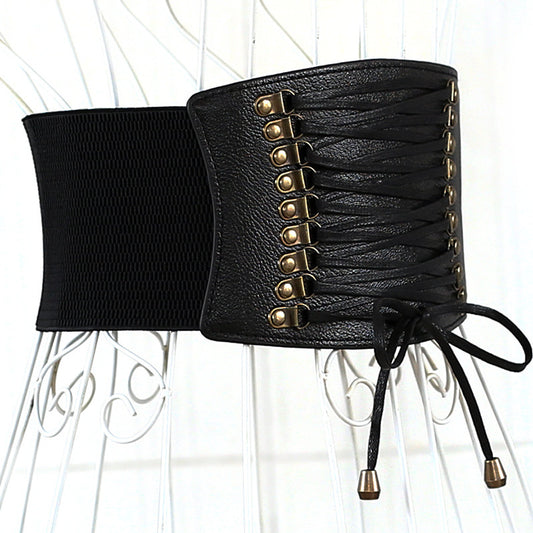 super wide waist women fashion elastic elastic fringed wide belt decorative skirt accessories