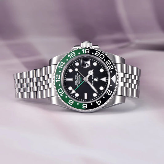 PD-1662 Luxury GMT Men Mechanical Wristwatch Sapphire Glass Stainless Steel 100M Waterproof Automatic Watches