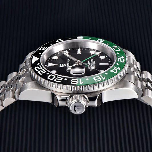PD-1662 Luxury GMT Men Mechanical Wristwatch Sapphire Glass Stainless Steel 100M Waterproof Automatic Watches