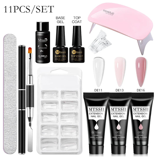 20Ml Extension Nail Gel Set Full Manicure Kit Nude Pnk White Quick Extension Nails Building Fingertips Tools Set