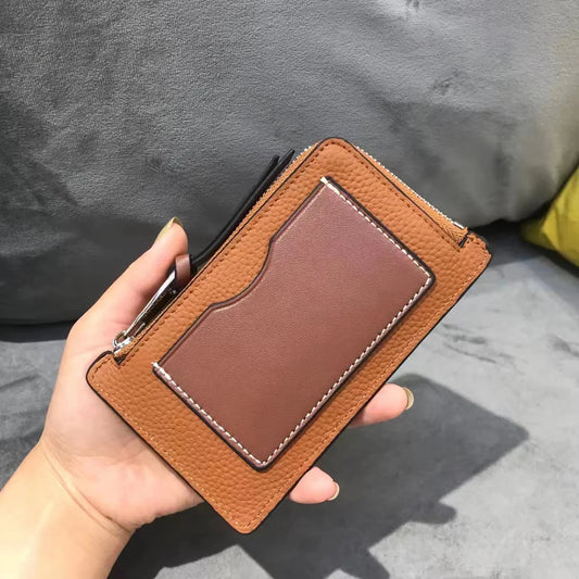  Card Holder Luxury Personalize Name Zip Credit Card Wallet Custom Gift Slim Real Leather Coin Purse