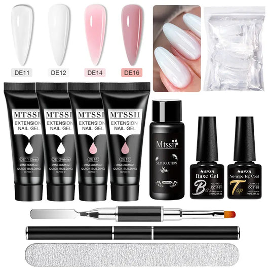 20Ml Extension Nail Gel Set Full Manicure Kit Nude Pnk White Quick Extension Nails Building Fingertips Tools Set