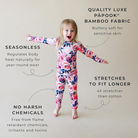 Girls Pajamas - Soft, Viscose from Bamboo Pjs for Kids - Matching, Long Sleeve Toddler Pajamas for Girls