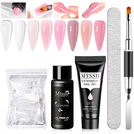 20Ml Extension Nail Gel Set Full Manicure Kit Nude Pnk White Quick Extension Nails Building Fingertips Tools Set