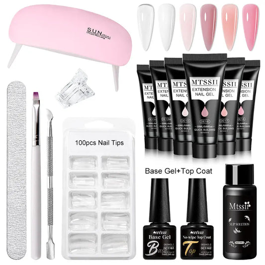 20Ml Extension Nail Gel Set Full Manicure Kit Nude Pnk White Quick Extension Nails Building Fingertips Tools Set