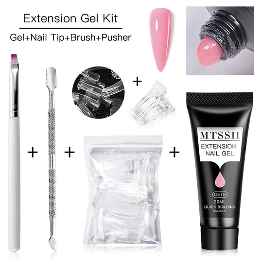 20Ml Extension Nail Gel Set Full Manicure Kit Nude Pnk White Quick Extension Nails Building Fingertips Tools Set