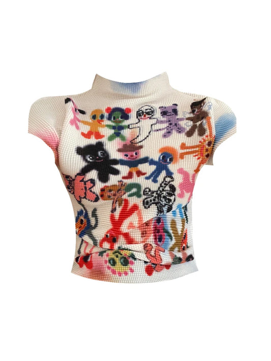 Women'S T-Shirt Harajuku Korean Y2K Graphic Print Short Sleeve Tee Top Clothes Fashion Vintage Streetwear O-Neck T-Shirts Summer