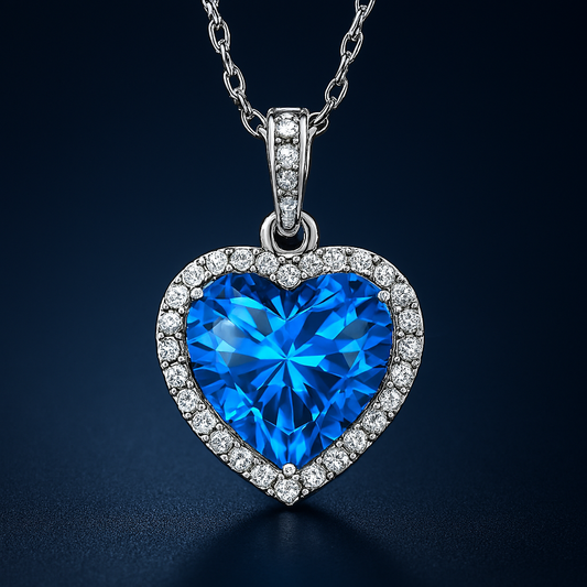  Synthetic Turquoise Gemstone Pendant 925 Sterling Silver Choker Necklace CZ Love Heart Necklace for Women Wife Mom Daughter