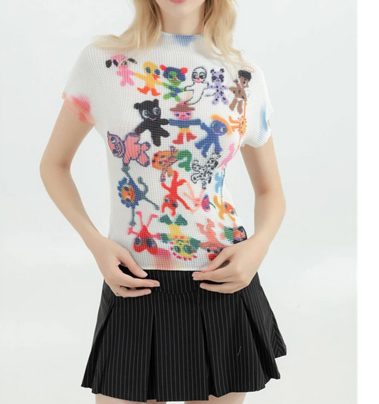 Women'S T-Shirt Harajuku Korean Y2K Graphic Print Short Sleeve Tee Top Clothes Fashion Vintage Streetwear O-Neck T-Shirts Summer