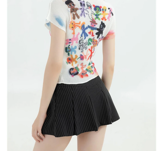 Women'S T-Shirt Harajuku Korean Y2K Graphic Print Short Sleeve Tee Top Clothes Fashion Vintage Streetwear O-Neck T-Shirts Summer