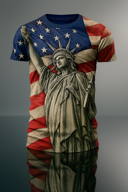 Summer Men'S Retro Flag Printed T-Shirt 3D Skull round Neck Short Sleeve Casual Breathable Men'S Large Size T Shirt Hot Model