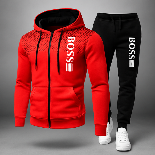 Fashion Print Tracksuit for Men Zipper Hooded Sweatshirt and Sweatpants Two Pieces Suits Male Casual Fitness Jogging Sports Sets