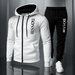 Fashion Print Tracksuit for Men Zipper Hooded Sweatshirt and Sweatpants Two Pieces Suits Male Casual Fitness Jogging Sports Sets