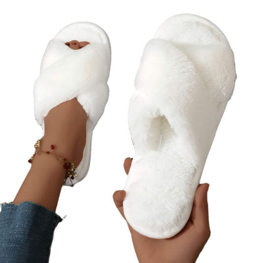 Cotton Slippers Female Cross Plush