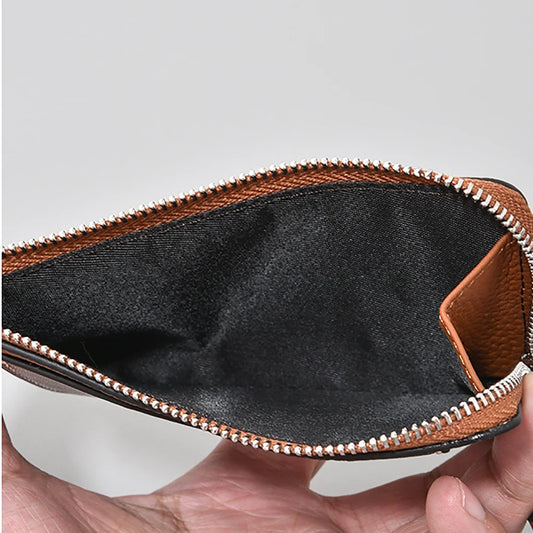  Card Holder Luxury Personalize Name Zip Credit Card Wallet Custom Gift Slim Real Leather Coin Purse