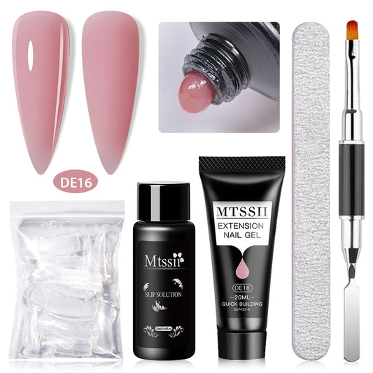 20Ml Extension Nail Gel Set Full Manicure Kit Nude Pnk White Quick Extension Nails Building Fingertips Tools Set