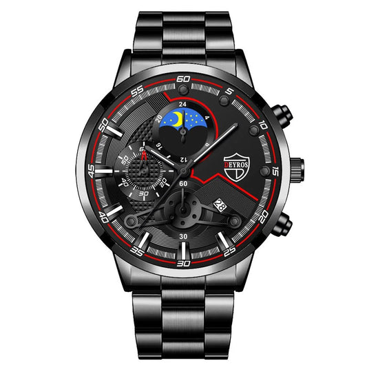 Reloj Hombre Men'S Luxury 3-Piece Business Watches Mens Full Calendar Leisure Sports Watch Men Stainless Steel Quartz Wishwatch
