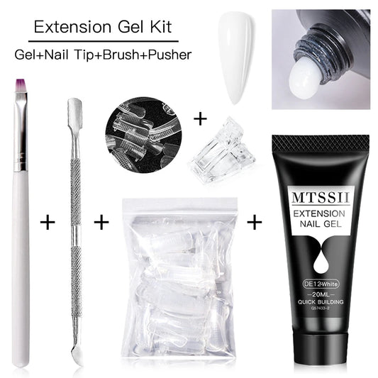 20Ml Extension Nail Gel Set Full Manicure Kit Nude Pnk White Quick Extension Nails Building Fingertips Tools Set