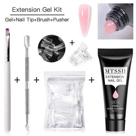 20Ml Extension Nail Gel Set Full Manicure Kit Nude Pnk White Quick Extension Nails Building Fingertips Tools Set