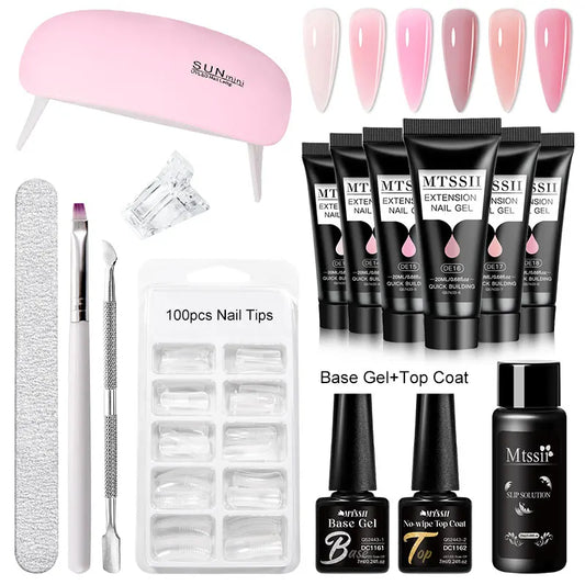 20Ml Extension Nail Gel Set Full Manicure Kit Nude Pnk White Quick Extension Nails Building Fingertips Tools Set