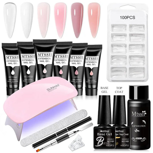20Ml Extension Nail Gel Set Full Manicure Kit Nude Pnk White Quick Extension Nails Building Fingertips Tools Set