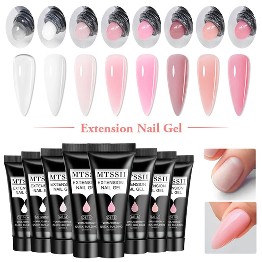 20Ml Extension Nail Gel Set Full Manicure Kit Nude Pnk White Quick Extension Nails Building Fingertips Tools Set