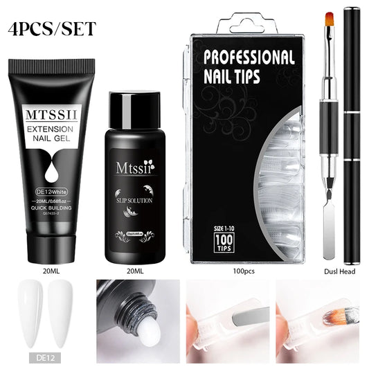 20Ml Extension Nail Gel Set Full Manicure Kit Nude Pnk White Quick Extension Nails Building Fingertips Tools Set
