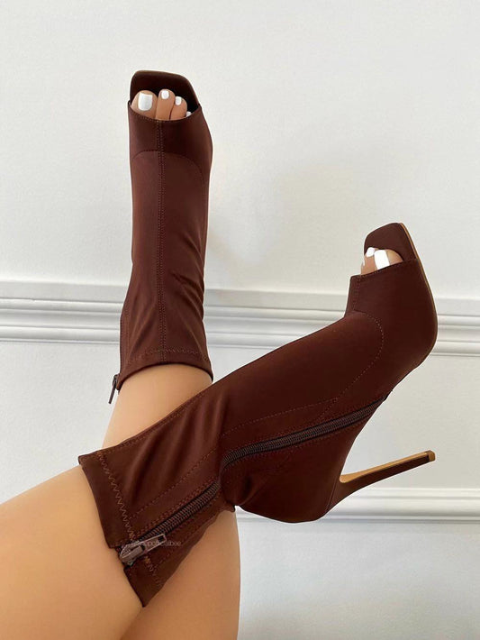 Fish Mouth Women's Boots Fashion Solid Color Stiletto Low Top