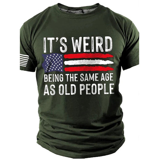 Summer Men'S Retro Flag Printed T-Shirt 3D Skull round Neck Short Sleeve Casual Breathable Men'S Large Size T Shirt Hot Model