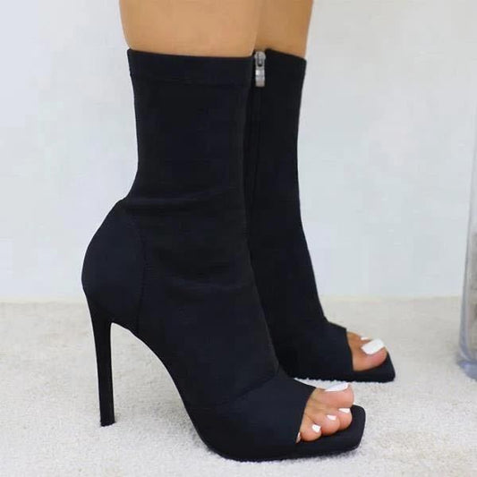 Fish Mouth Women's Boots Fashion Solid Color Stiletto Low Top