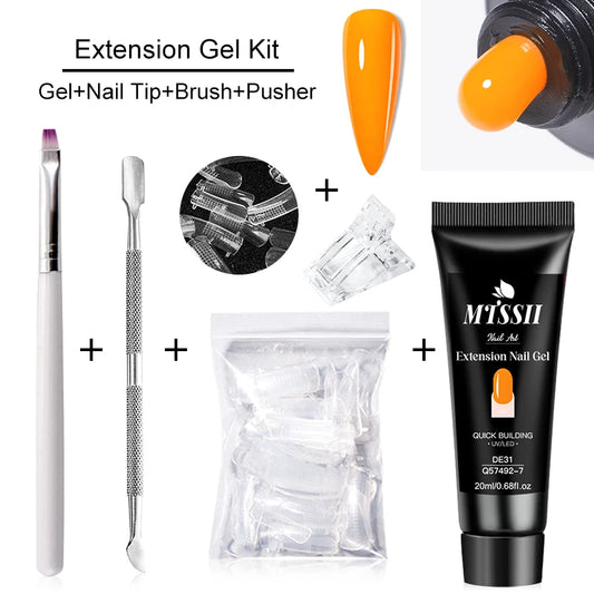 20Ml Extension Nail Gel Set Full Manicure Kit Nude Pnk White Quick Extension Nails Building Fingertips Tools Set
