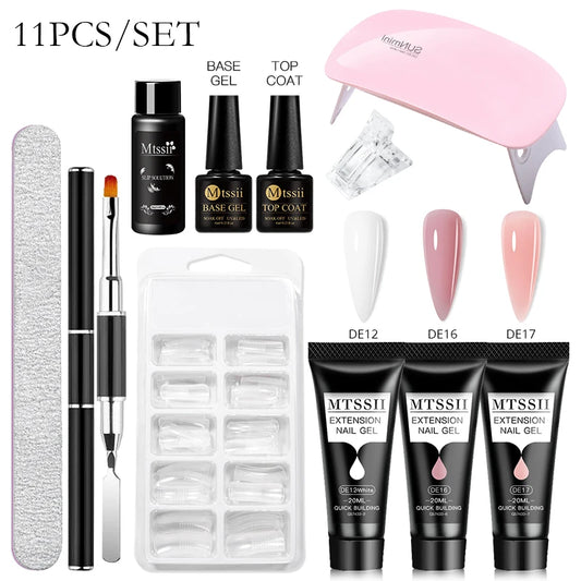 20Ml Extension Nail Gel Set Full Manicure Kit Nude Pnk White Quick Extension Nails Building Fingertips Tools Set