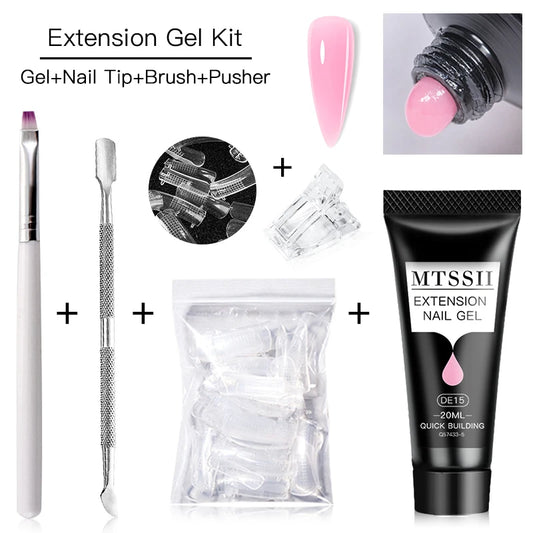 20Ml Extension Nail Gel Set Full Manicure Kit Nude Pnk White Quick Extension Nails Building Fingertips Tools Set