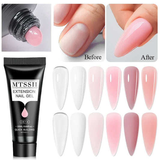 20Ml Extension Nail Gel Set Full Manicure Kit Nude Pnk White Quick Extension Nails Building Fingertips Tools Set