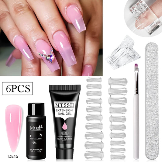 20Ml Extension Nail Gel Set Full Manicure Kit Nude Pnk White Quick Extension Nails Building Fingertips Tools Set